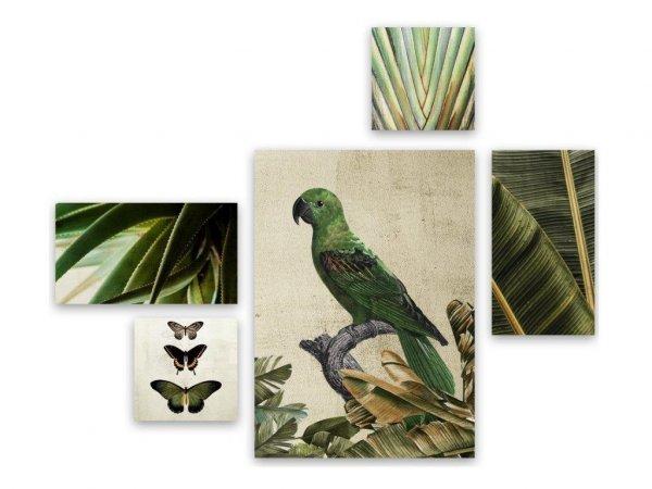 Vászon kép szett, papagáj, 70x150 cm, zöld - VIVIFIANT - Butopêa
