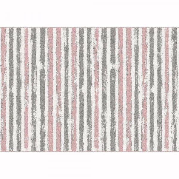 Csíkos mintás szőnyeg, 67x120 cm, szürke-rózsaszín - PRAIRIE - Butopêa