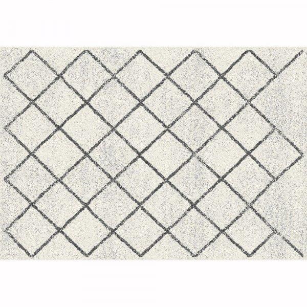 Kocka mintás szőnyeg, 67x120 cm, fehér - MARELLE - Butopêa