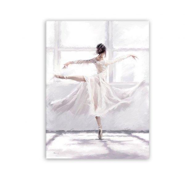 Vászon falikép, fehér ruhás ballerina, 60x80 cm, fehér - OPERA - Butopêa