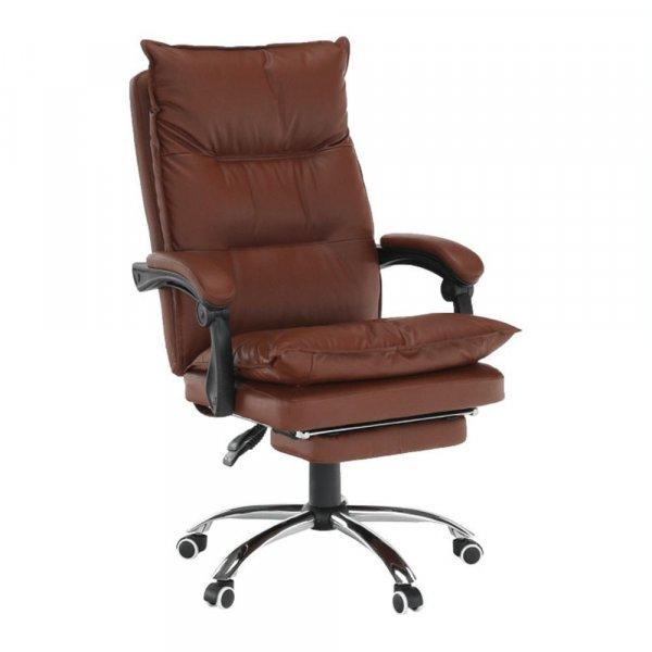 Textilbőr irodai szék, lábtartóval, barna - COMFORT - Butopêa