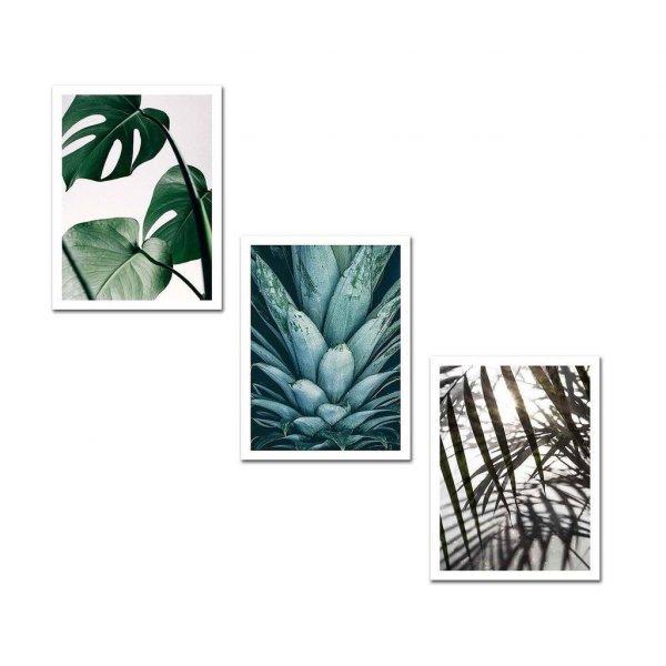Falikép szett, trópusi levelek, 3 db, 30x40 cm, zöld - VEGETAL - Butopêa