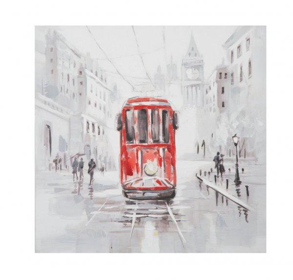 Vászon kép, villamos az esőben, 80x80 cm - TRAM - Butopêa