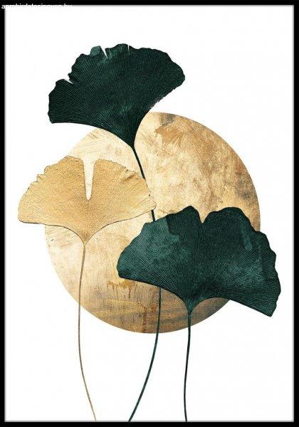Falikép 50x70 cm, gingko levélekkel, arany zöld - PLEINE LUNE - Butopêa