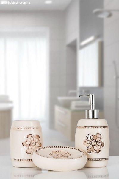 Kerámia fürdőszobai kiegészítő szett, 3 db-os, krémszínű, virágmintás
- MIRE - Butopêa
