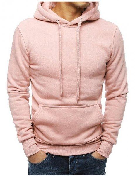 Világos rózsaszín férfi kapucnis pulóver