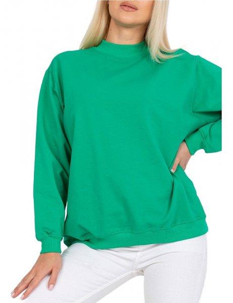 Zöld csavart kapucnis pulóver álló gallérral