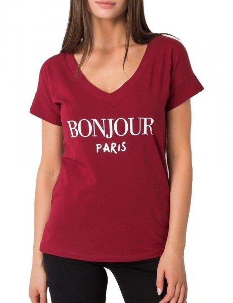 Burgundi női póló felirattal