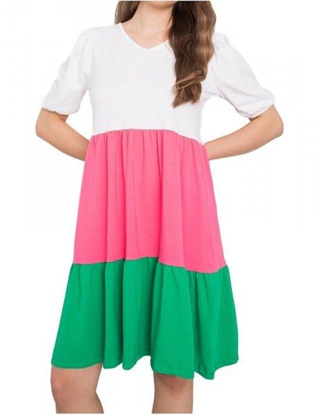 Kylie hétköznapi ruhája - fehér-rózsaszín-zöld