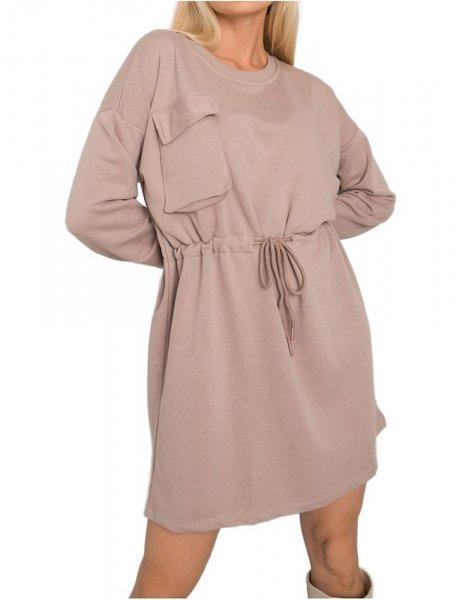 Bézs színű női pulóver ruha