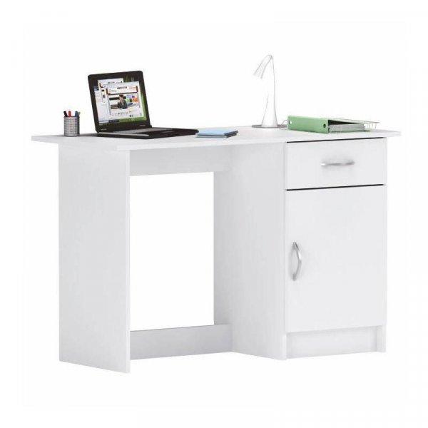 Számítógépasztal, 1 fiókkal, 108x51 cm, fehér - LILLY - Butopêa