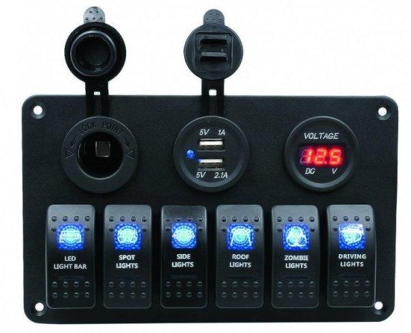 Kapcsolótábla 6 egység USB szivargy. feszmérő DAW