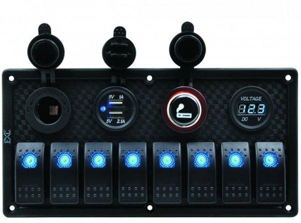 Kapcsolótábla 8 egység USB szivargy. feszmérő DAW