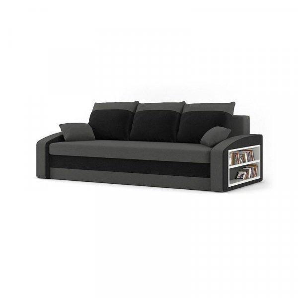 Monviso kanapéágy polccal, normál szövet, hab töltőanyag, jobb oldali
polc, szürke / fekete