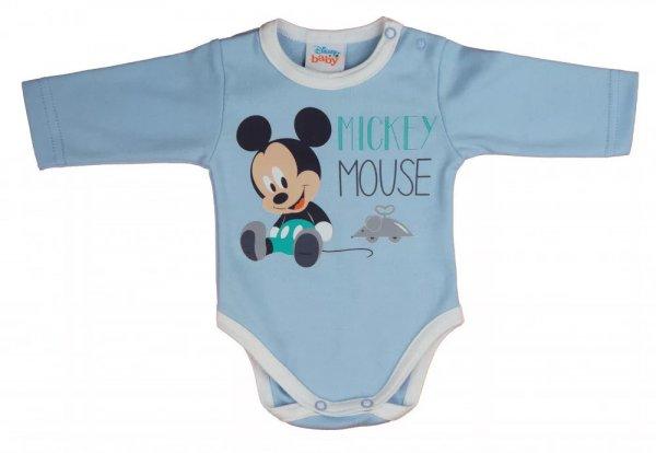 Hosszú ujjú baba body Mickey egér mintával (74) - kék