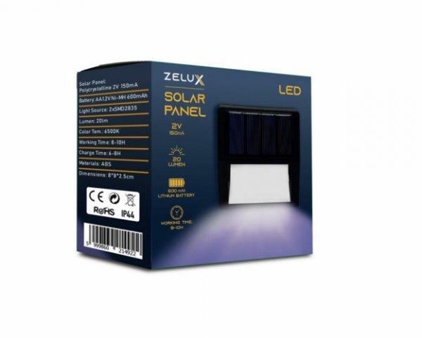 Zelux LED Szolár napelemes fali lámpa Fekete