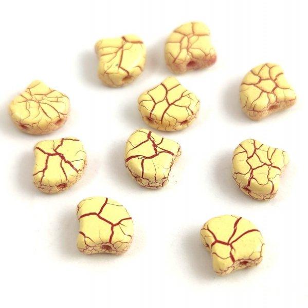 Ginko - cseh préselt kétlyukú gyöngy - Ionic Light Yellow Dark Red - 7.5 x
7.5 mm