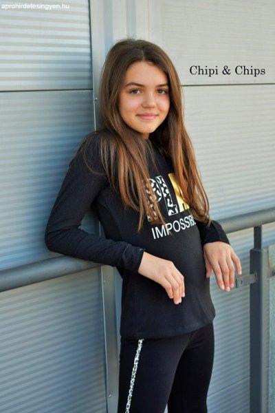 Chipi & Chips nagylány hosszu ujjú felső/fekete