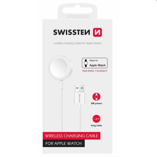 Swissten Mágneses töltőkábel for Apple Watch USB-A 1,2 m, fehér