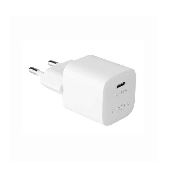 FIXED Mini Travel Charge töltő USB-C kimenet és PD támogatás, 30W, fehér