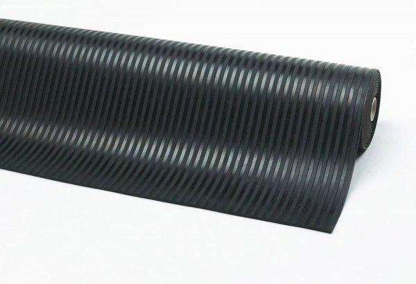 Csúszásgátló gumi futószőnyeg durván barázdált, 1200 mm x 10 m, fekete