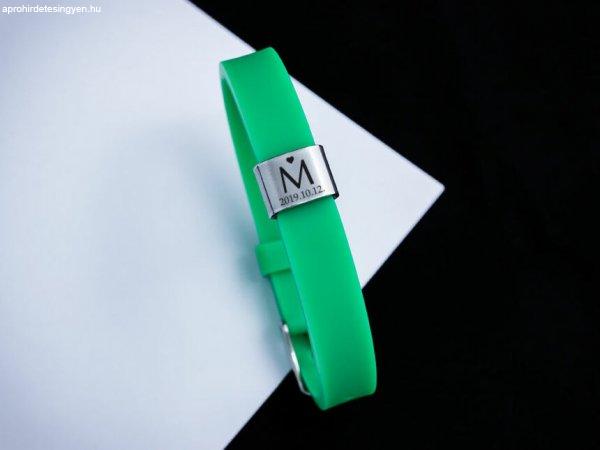 Szeretet levél egyedi medálos MoMents zöld színű szilikon karkötő