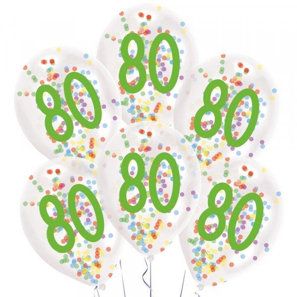 Happy Birthday 80 Droplets konfettivel töltött léggömb, lufi 6 db-os 11 inch
(27,5 cm)