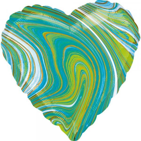 Blue Green Heart, Szív Fólia lufi 43 cm