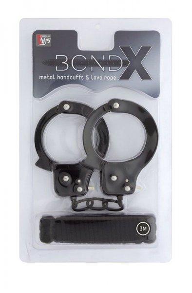 Bondx Metal Cuffs & Love Rope Set Black