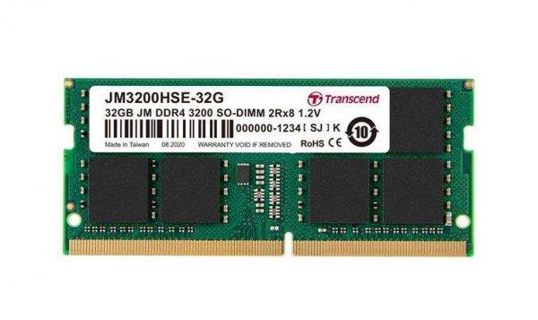 Transcend 32GB JM DDR4 3200Mhz SO-DIMM 2Rx8 2Gx8 CL22 1.2V memória