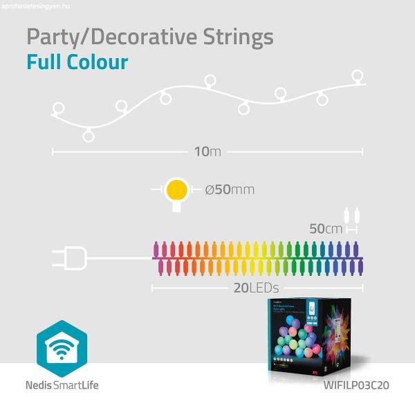 SmartLife Dekoratív LED | Pártlámpák | Wi-Fi | RGB | 20 LED's | 10 m |
Android™ / IOS | Izzó átmérő: 50 mm