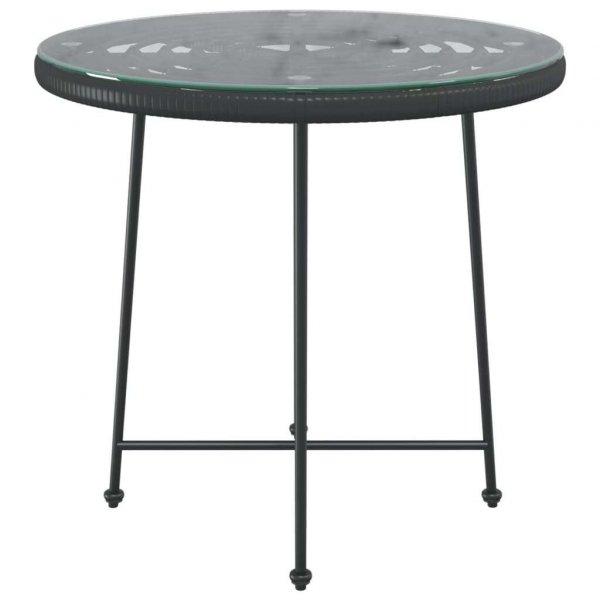 Fekete edzett üveg és acél étkezőasztal ø80 cm