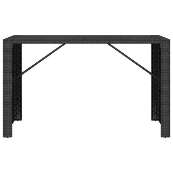 Fekete polyrattan üveglapos bárasztal 185 x 80 x 110 cm