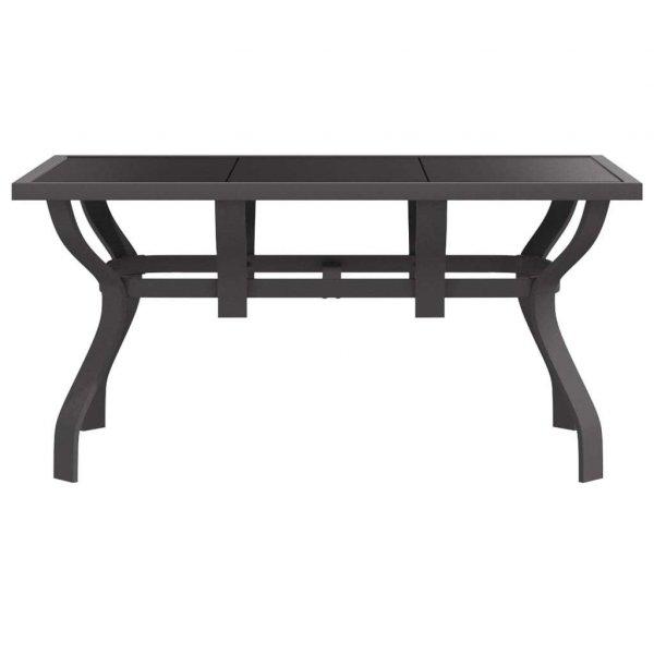 vidaxl acél és üveg kerti asztal 140x70x70 cm, szürke-fekete