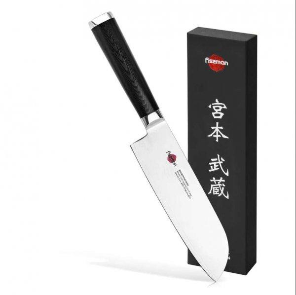 Fissman-Kensei Musashi santoku kés, 67 rétegű damaszkuszi acél, 17 cm,
ezüst/fekete színben