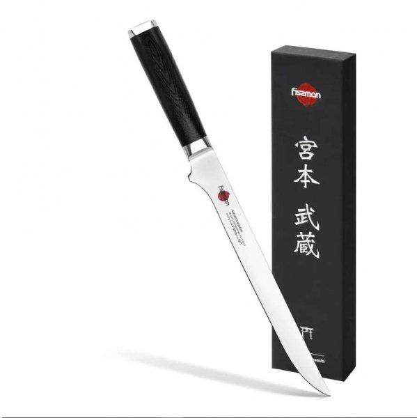 Fissman-Kensei Musashi szeletelő kés, damaszkuszi acél 67 rétegű, 20 cm,
ezüst/fekete