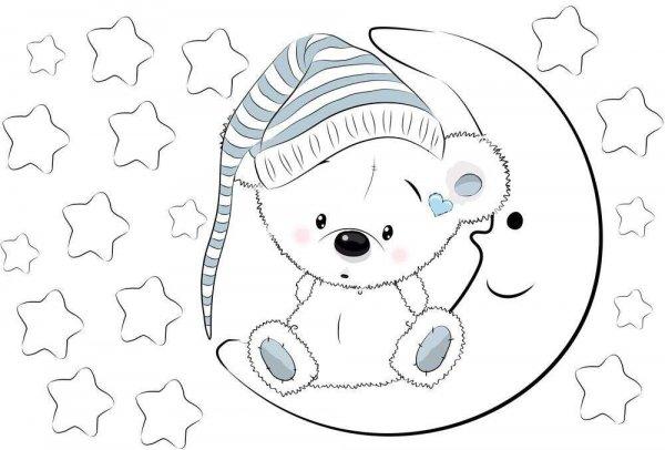 Fiú koalamaci holdon ül csillagokkal, foszforeszkálós falmatrica  |  18
db-os szett | 90 cm x 60 cm-től - babaszoba faldekoráció