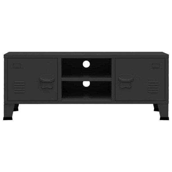 Fekete fém ipari stílusú tv-szekrény 105 x 35 x 42 cm