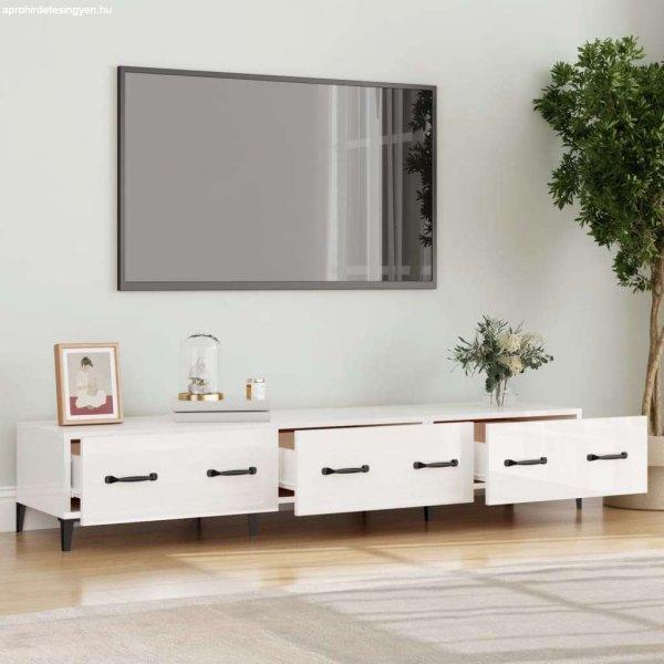 Fehér magasfényű szerelt fa tv-szekrény 150x34,5x30 cm