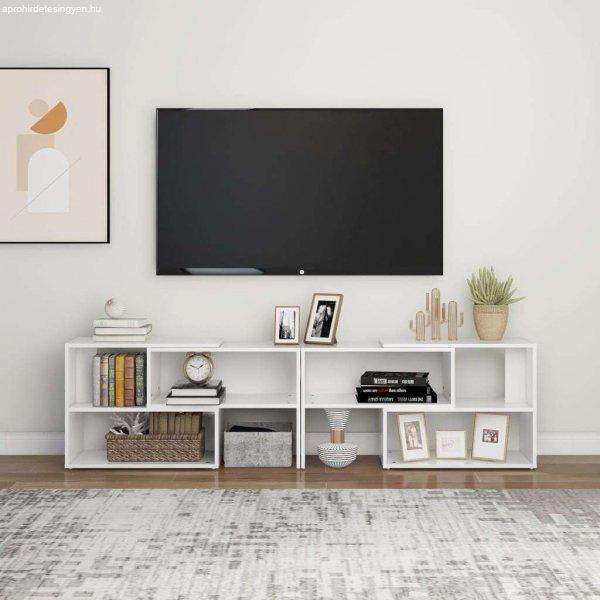 Magasfényű fehér forgácslap tv-szekrény 149 x 30 x 52 cm
