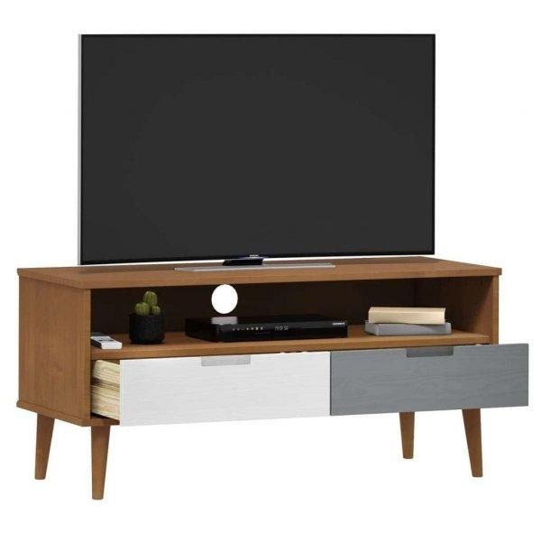 vidaXL MOLDE barna tömör fenyőfa TV-szekrény 106 x 40 x 49 cm