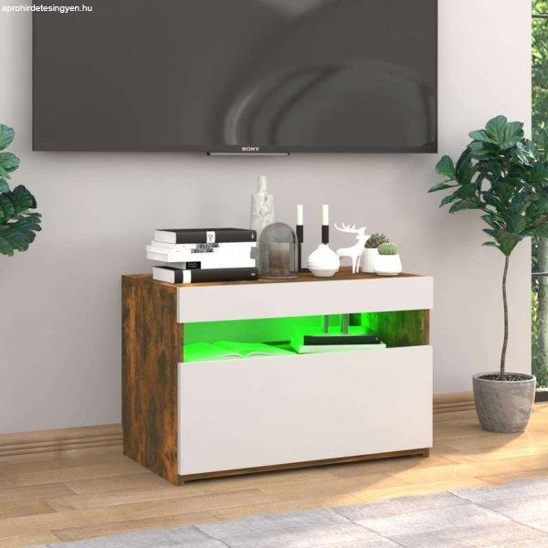 Füstös tölgyszínű tv-szekrény led-világítással 60x35x40 cm