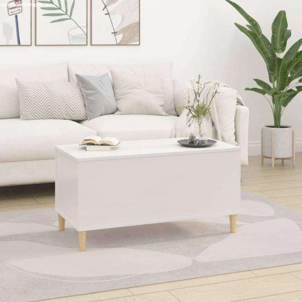 Magasfényű fehér szerelt fa dohányzóasztal 90x44,5x45 cm