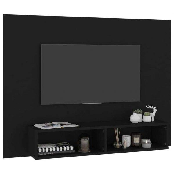 Fekete fali forgácslap tv-szekrény 120 x 23,5 x 90 cm