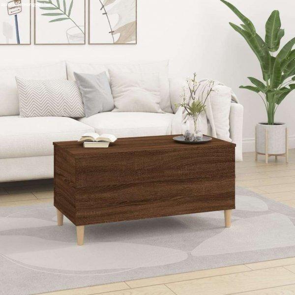 Barna tölgyszínű szerelt fa dohányzóasztal 90x44,5x45 cm