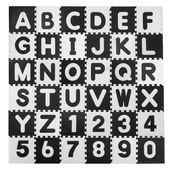 Ricokids XXL Óriás Szivacs puzzle 180x180cm (36db 30x30cm)  - Számok és
betűk #fekete-fehér