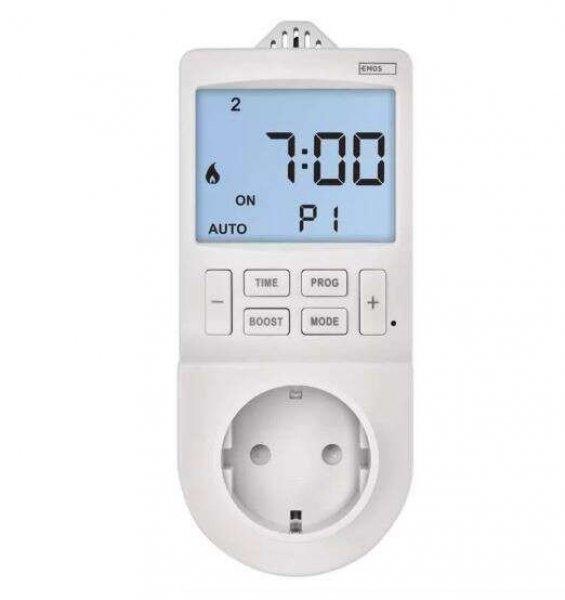 Szobatermosztát konektoros programozható 2 az 1-ben konnektoros, digitális
termosztát időzítő funkcióval, schuko időkapcsolós