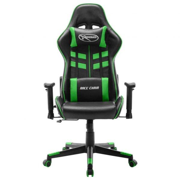Fekete és zöld műbőr gamer szék
