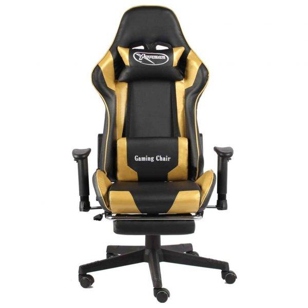 Aranyszínű pvc forgó gamer szék lábtartóval