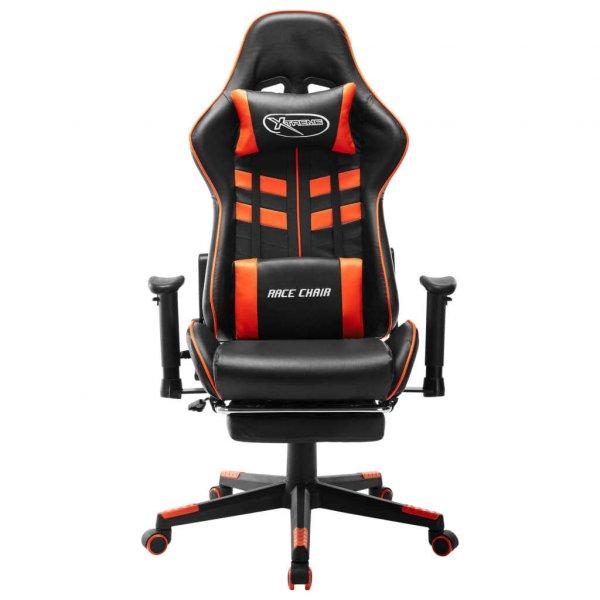 Fekete és narancssárga műbőr gamer szék lábtámasszal